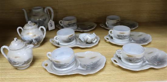 A Japanese eggshell tea set